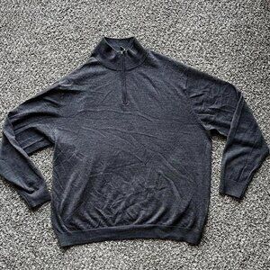 Gray Turnbury Mens XXL Quarter Zip 100% Extra Fine Merino Wool Pullover